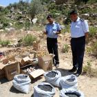 هندسة المتفجرات في الشرطة الفلسطينية تتلف كمية من الألعاب النارية