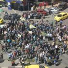 معلمو وطلبة الخليل في وقفة تضامنية مع الأقصى