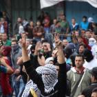 المظاهرة السلمية التي قمعها جيش الاحتلال على مدخل شارع الشهداء بالخليل