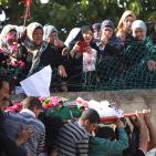 تشييع جثماني الشهيدين محمد شماسنة وعمر الفقيه في بلدة قطنا شمال غرب القدس،