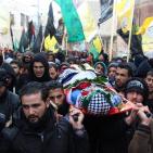 تشييع جثمان الشهيد عز الدين رداد في قرية صيدا بمدينة طولكرم