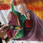 رسم جدارية الحرية في مدرسة بنات الازور في البيرة