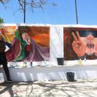 رسم جدارية الحرية في مدرسة بنات الازور في البيرة