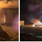 شاهد| إصابتان وإحراق مساكن ومركبات في هجوم للمستوطنين على تجمع خلة السدرة قرب مخماس