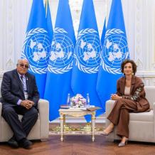 سمرقند: أبو زهري يبحث مع المديرة العامة "لليونسكو" الوضع التعليمي الكارثي في غزة وسبل الاستجابة العاجلة