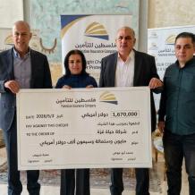 "فلسطين للتأمين" تسدد تعويضاً بقيمة 1.67 مليون دولار لمشروع "حياة غزة" للطاقة الشمسية