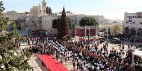 احتفالات مدينة بيت لحم بأعياد الميلاد و عروض الكشافة في ساحة المهد