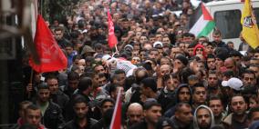 تشييع جثمان الشهيد وجيه الرمحي (15 عاما) في مخيم الجلزون