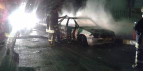 حريق مركبة على طريق قباطية جنوب جنين وأخرى في الرام