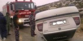 خمس إصابات بحادث انقلاب مركبة في جنين