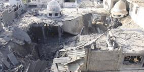 تدمير مسجد الفاروق بمخيم الشابورة وسط رفح