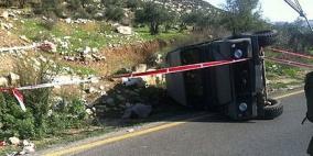 إصابة 4 مواطنين بحادث سير مع جيب عسكري إسرائيلي في الخليل