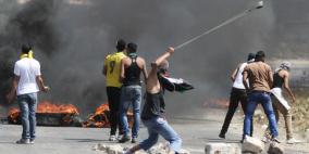 مواجهات امام سجن عوفر تضامننا مع غزة