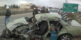 حادث سير قرب  مخيم العروب شمال مدينة الخليل