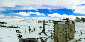 صور: رام الله تكتسي بالحلة البيضاء في اقوى عاصفة ثلجية منذ سنوات