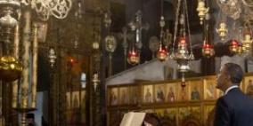 بيت لحم : اوباما يغادر المدينة بعد زيارته كنيسة المهد