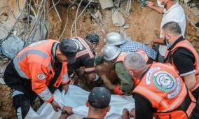 انتشال جثامين 20 شهيدًا من عيادة الشيخ رضوان في مدينة غزة