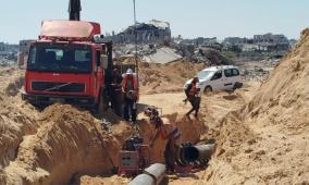 بدء التشغيل التجريبي لخط المياه الرئيسي وسط قطاع غزة