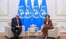 سمرقند: أبو زهري يبحث مع المديرة العامة "لليونسكو" الوضع التعليمي الكارثي في غزة وسبل الاستجابة العاجلة