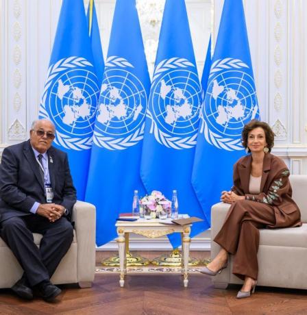 سمرقند: أبو زهري يبحث مع المديرة العامة "لليونسكو" الوضع التعليمي الكارثي في غزة وسبل الاستجابة العاجلة