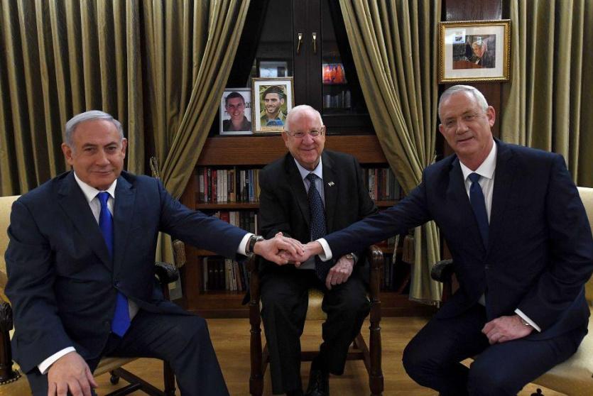  غانتس ونتنياهو والرئيس الاسرائيلي 