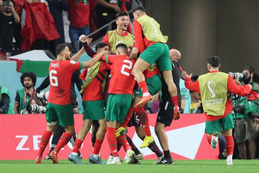 فرحة المنتخب المغربي بالتأهل التاريخي