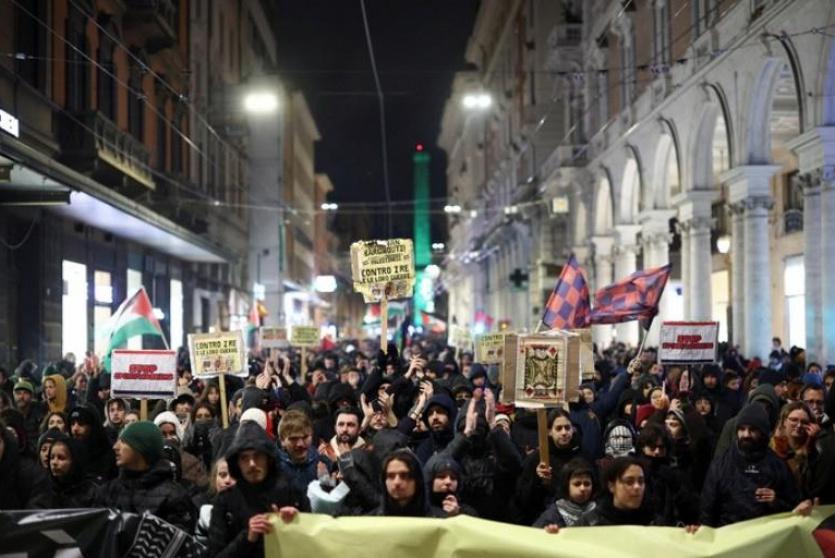 جانب من الاحتجاجات في إيطاليا