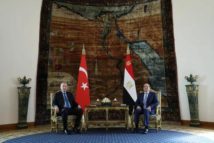 جانب من لقاء إردوغان مع الرئيس المصري 