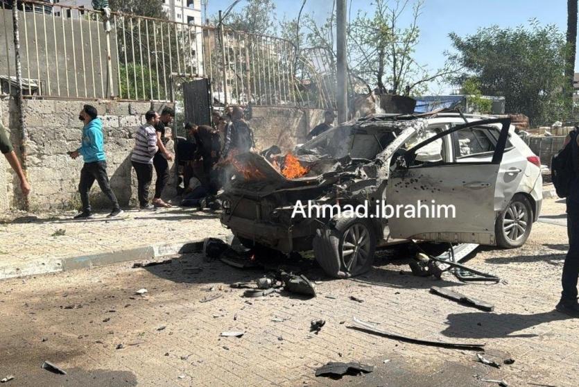 المركبة المستهدفة غرب غزة