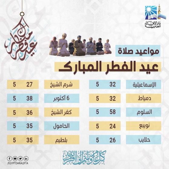 موعد صلاة عيد الفطر 2022 في مصر