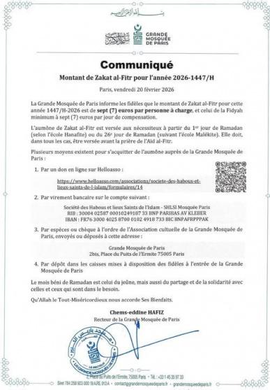 zakât al fitr France 2026