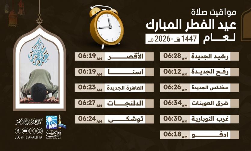 موعد صلاة عيد الفطر 2026 في مصر