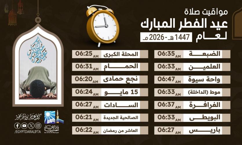 وقت صلاة عيد الفطر 2026 في مصر