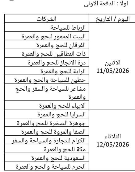 مواعيد سفر حجاج فلسطين 2026